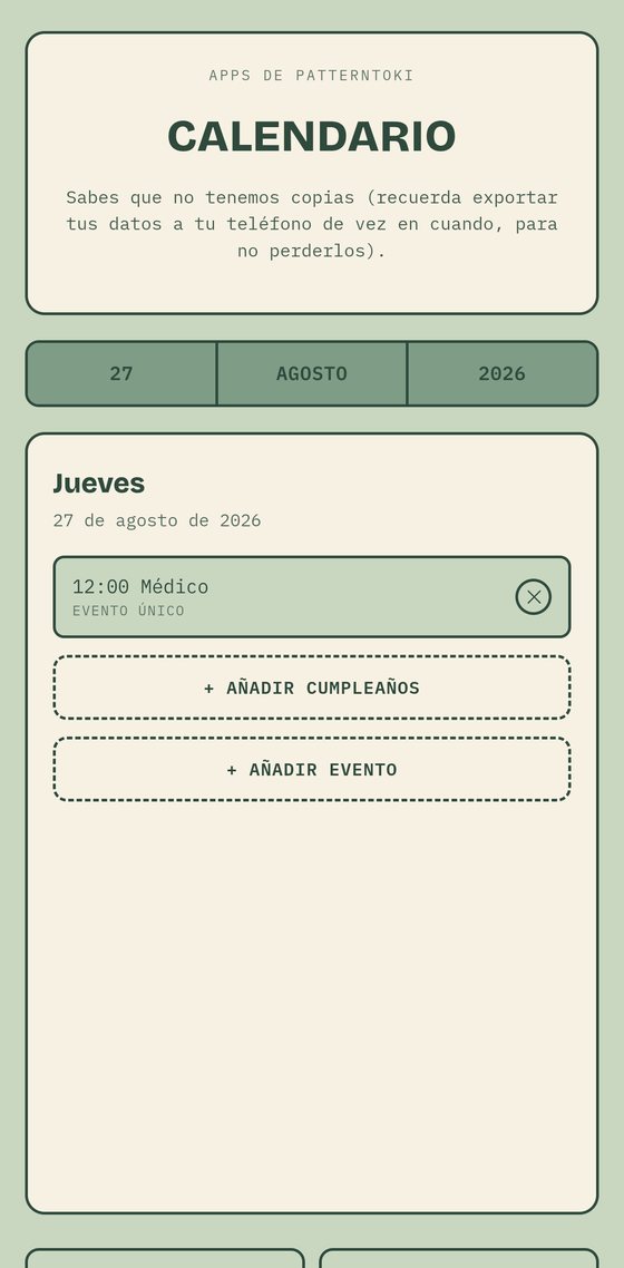Pantalla de Calendario