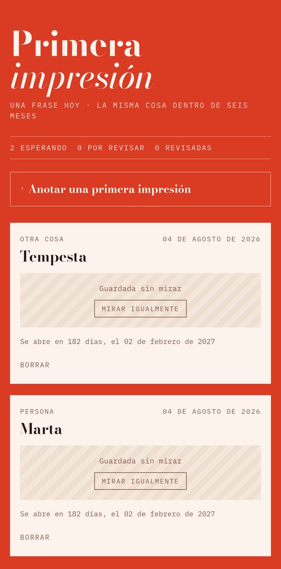 Pantalla de Primera impresión