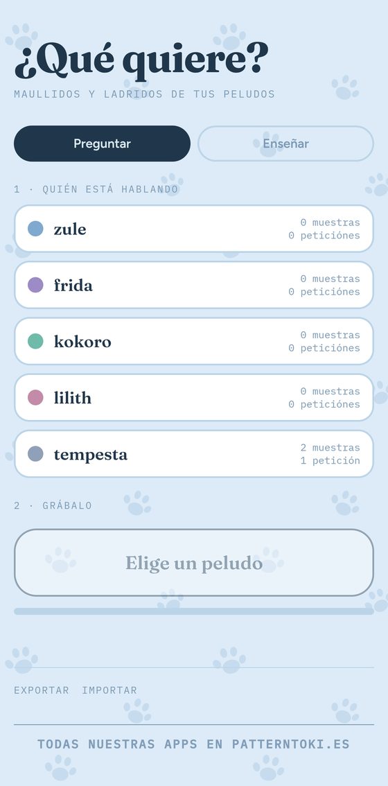 Pantalla de ¿Qué quiere?