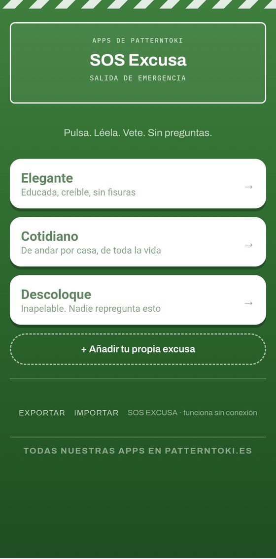 Pantalla de SOS Excusa