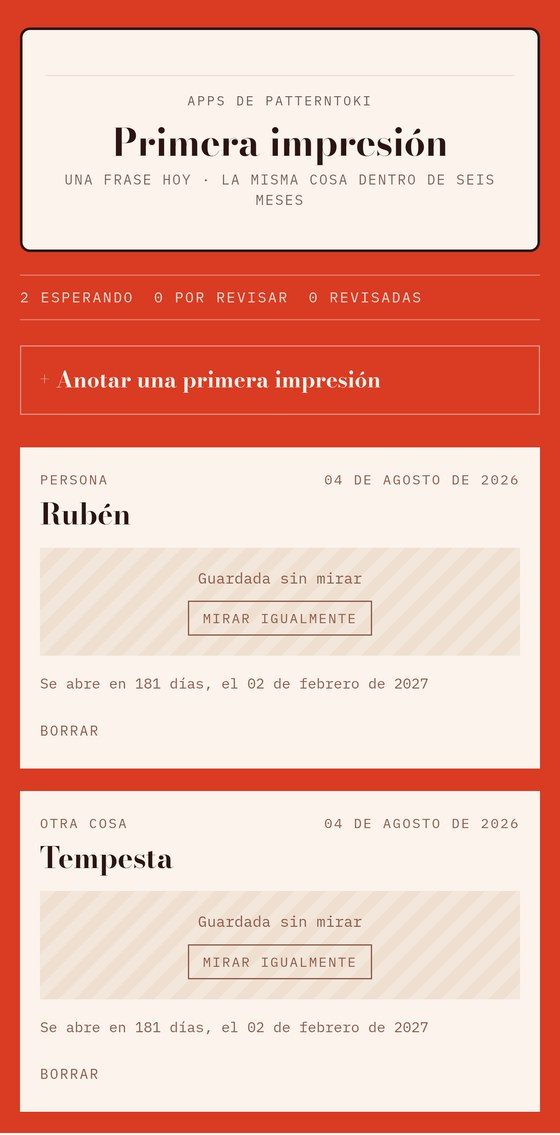 Pantalla de Primera impresión