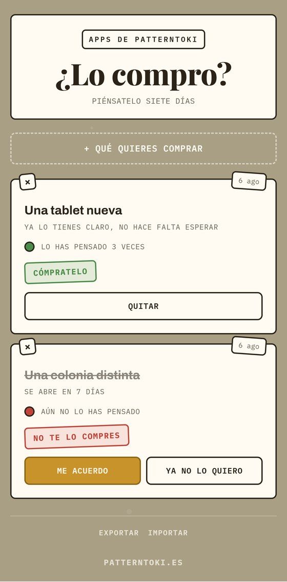 Pantalla de ¿Lo compro?