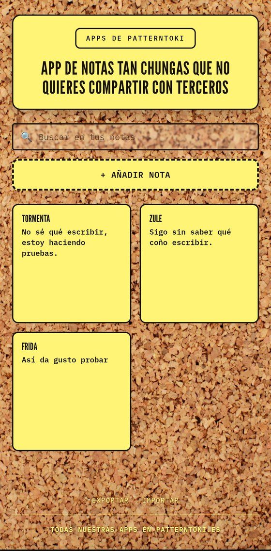 Pantalla de App de notas tan chungas que no quieres compartir con terceros