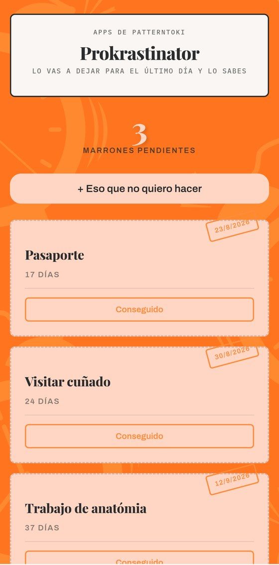 Pantalla de Prokrastinator