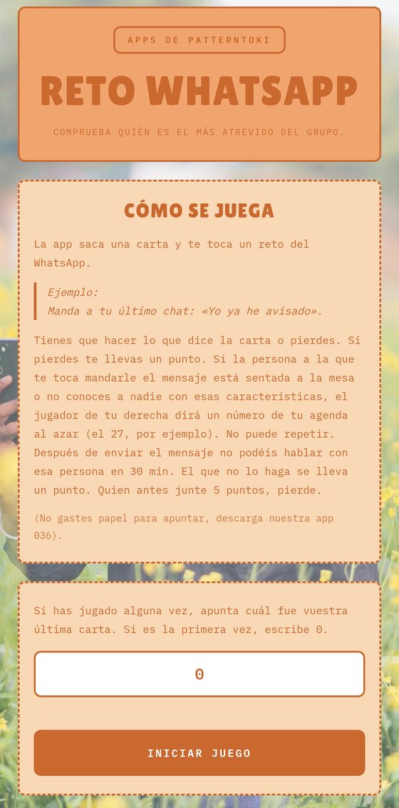 Pantalla de Reto WhatsApp
